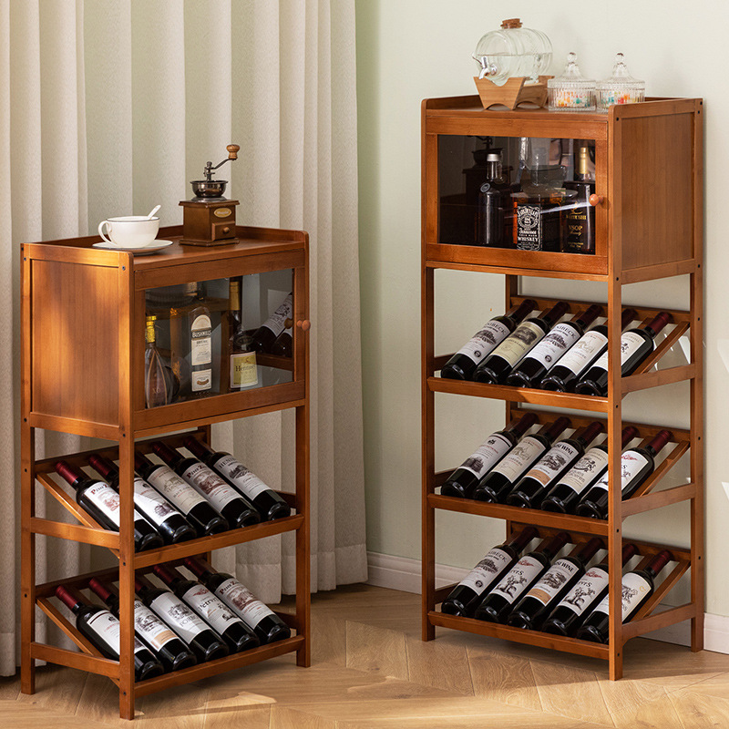 Home Bar Shelves - ไม้ไผ่ชั้นวางไวน์ 3/4 ชั้นอิสระเก็บไวน์ผู้ถือ Wobble-ฟรีชั้นวางสําหรับห้องครัวบาร์