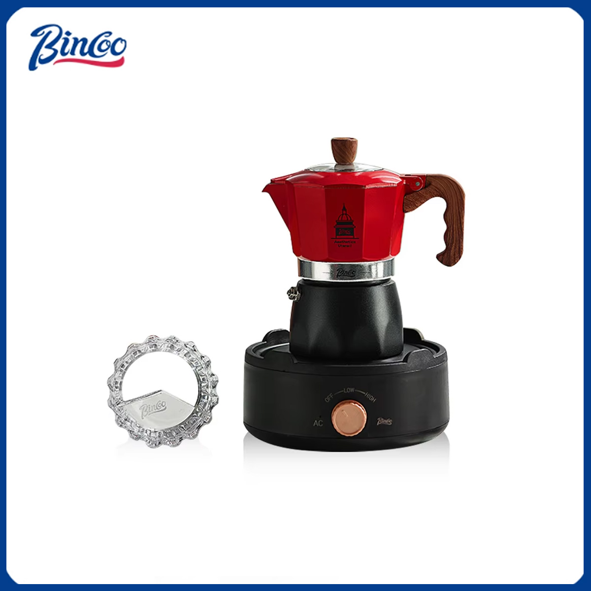Home Barista - เครื่องชงกาแฟมอคค่าพ็อตแบบวาล์วคู่ Bincoo เครื่องชงกาแฟเอสเพรสโซแบบใช้ไฟฟ้า สำหรับเตาไฟฟ้า ชงกาแฟสไตล์อิตาเลียน ใช้ได้ทั้งในบ้านและนอกบ้าน