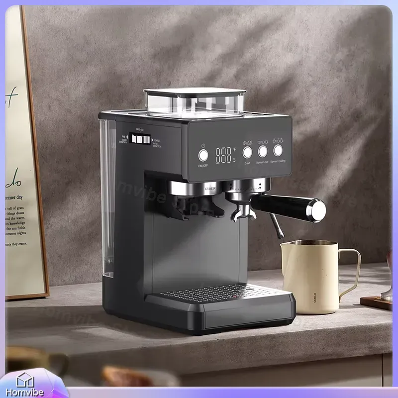 Home Barista - เครื่องชงกาแฟเอสเพรสโซแบบกึ่งอัตโนมัติ 3 in 1 พร้อมเครื่องบดในตัว เครื่องทำฟองนม