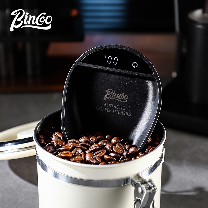 Home Barista - BINCOO เครื่องชั่งกาแฟดิจิตอลขนาดเล็กพร้อมถาดรองเมล็ดกาแฟ ถาดแสดงน้ำหนักเมล็ดกาแฟสำหรับการชงกาแฟแบบ Pour Over เหมาะสำหรับบาริสต้าที่บ้าน