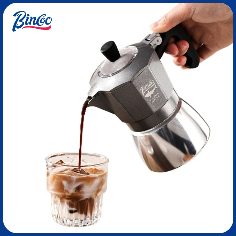 Home Barista - หม้อกาแฟโมก้าพอต Bincoo 2 ถ้วย แบบวาล์วคู่ ทำจากอลูมิเนียมอัลลอยด์