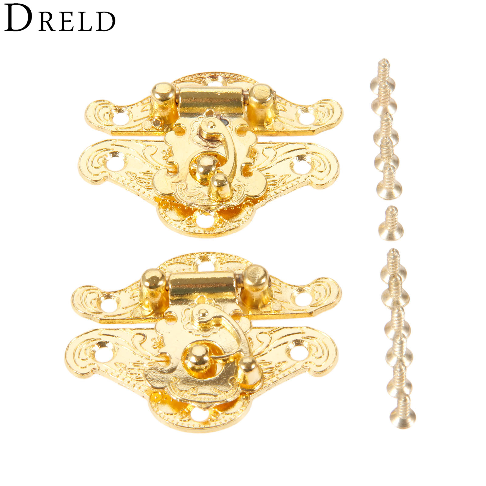 Bar Cart Gold - DRELD 2Pcs ทองโบราณกล่อง Latch Hasps ล็อค