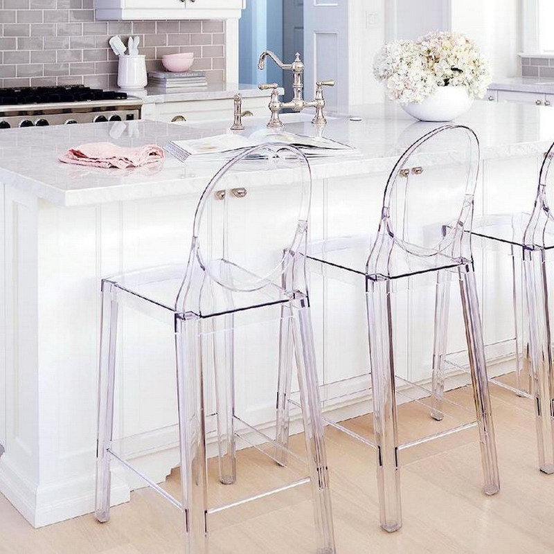 Home Bar Stools - 8 ชิ้นแฟชั่นตกแต่งบ้านอะคริลิคใสพลาสติก Ghost เก้าอี้ร้านอาหารรับประทานอาหารเฟอร์นิเจอร์สตูลสําหรับปาร์ตี้บาร์ตกแต่ง