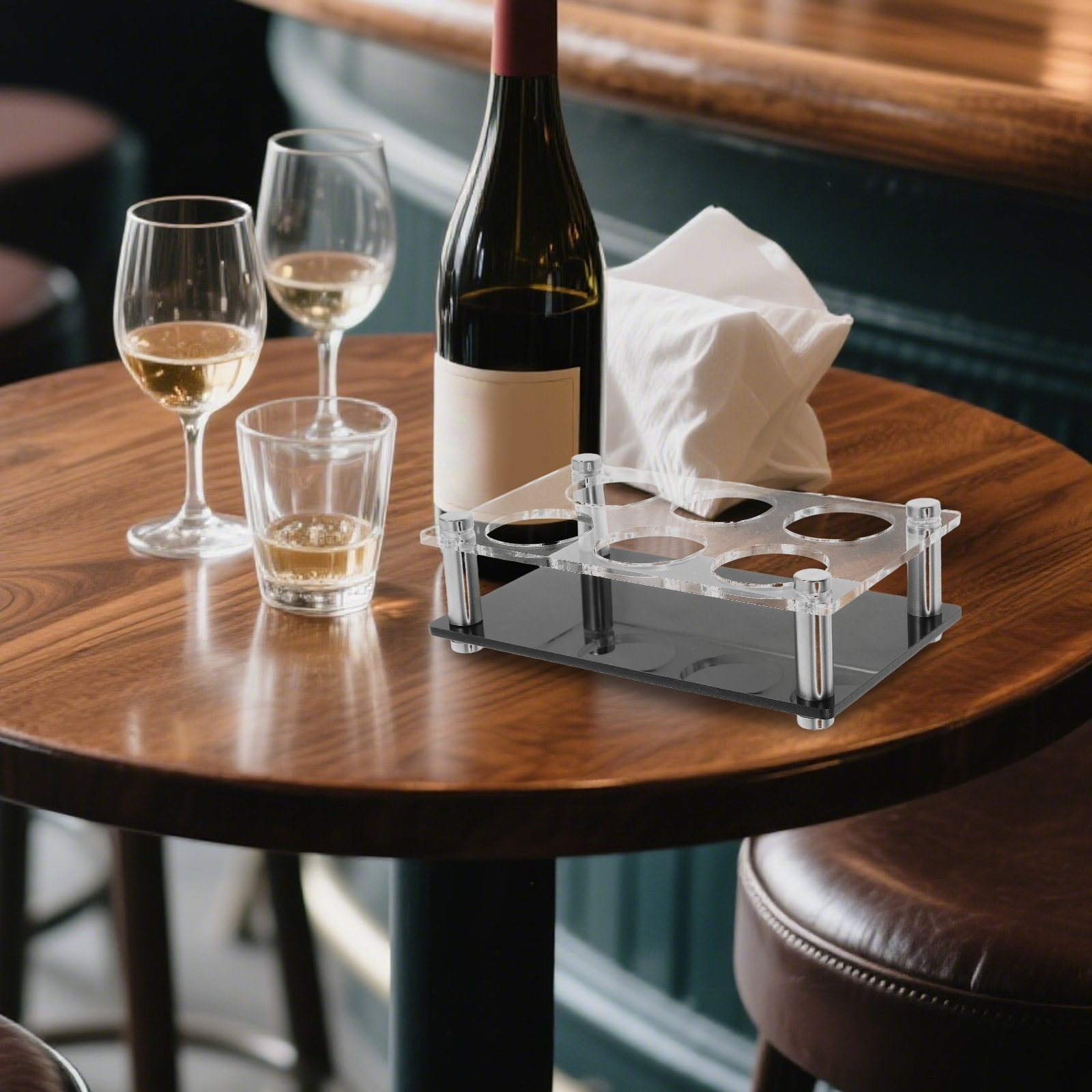 Home Bar Stand - ที่วางแก้วช็อต 6 ช่อง ถาดอะคริลิกใส สำหรับบ้าน บาร์