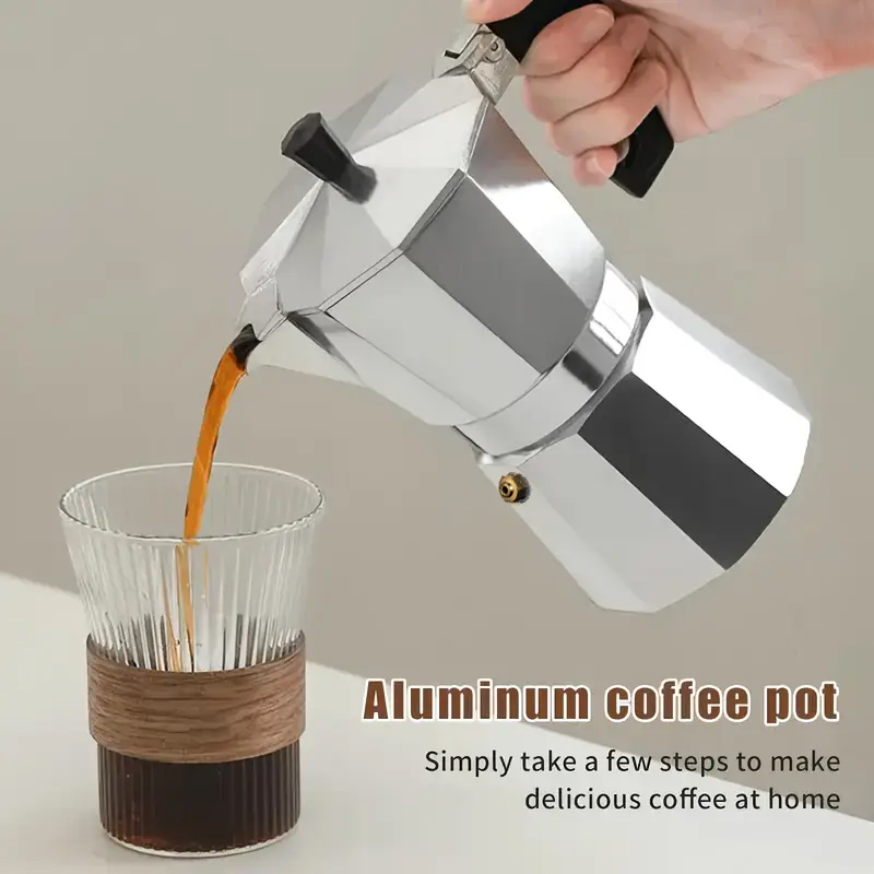 Home Barista - หม้อต้มกาแฟโมก้าอะลูมิเนียมแบบคลาสสิก ขนาด 50-300 มล. สำหรับใช้ในบ้าน เตาแก๊ส