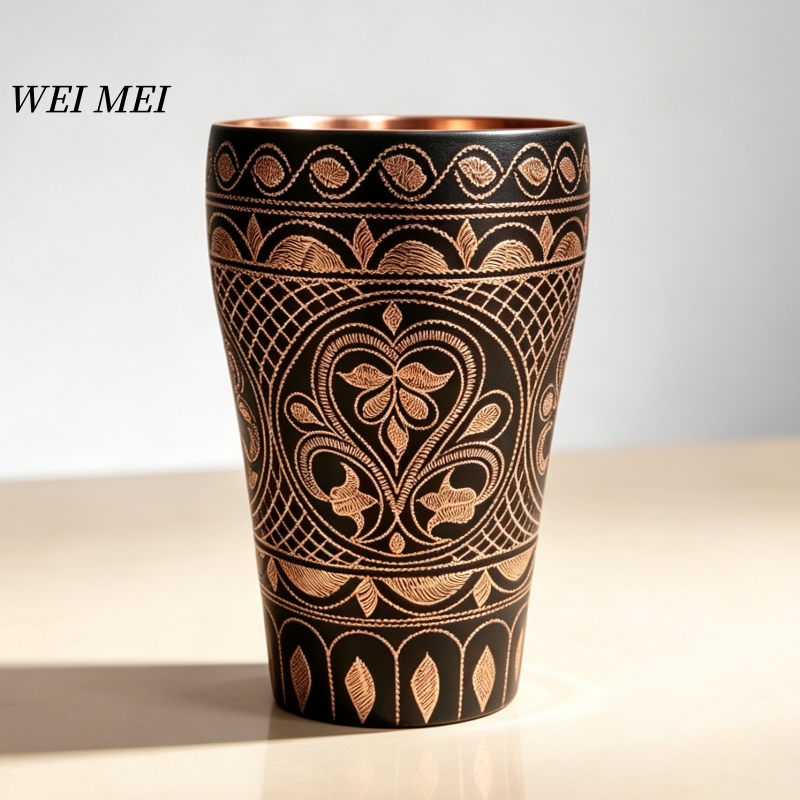 Mule Copper Mug - แก้วกาแฟทองแดงทำมือสำหรับอาหารเช้า, ลวดลายสุ่มไม่ซ้ำกัน เหมาะเป็นของขวัญสำหรับเพื่อน, แก้วน้ำ Moscow Water