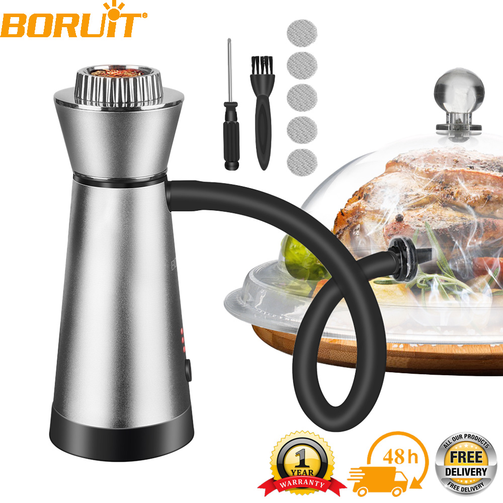 Smoking Gun Kit - เครื่องรมควัน BORUiT สำหรับอาหารและเครื่องดื่ม เครื่องสร้างควันเย็นแบบพกพา สำหรับทำอาหารโมเลกุล ปืนรมควันเนื้อ
