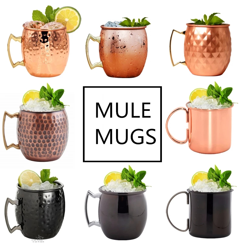 Mule Copper Mug - แก้วมักทำจากทองแดงมอสโกมิวล์ขนาด550มล. 1ชิ้นถ้วยสแตนเลสเครื่องมือบาร์แก้วกาแฟไวน์เบียร์