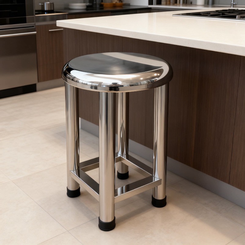 Home Bar Stools - เก้าอี้ทรงกลมสแตนเลส 304 สำหรับงานหนัก เก้าอี้โลหะสำหรับรับประทานอาหารในครัว เก้าอี้บาร์กันสนิมสำหรับบ้าน เก้าอี้ร้านอาหารที่ทนทาน