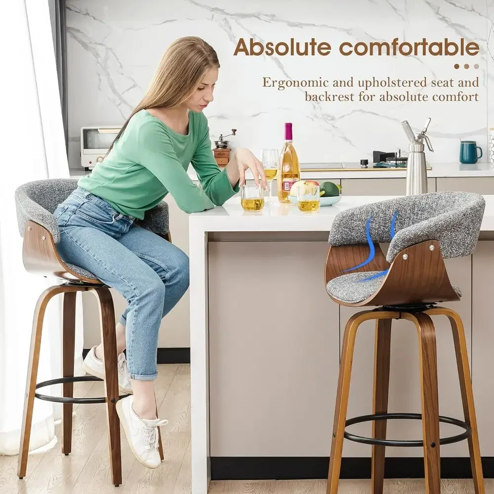 ชุดเก้าอี้บาร์หมุนได้ 2 ตัว ผ้ - Home Bar Stools บทวิจารณ์และราคา