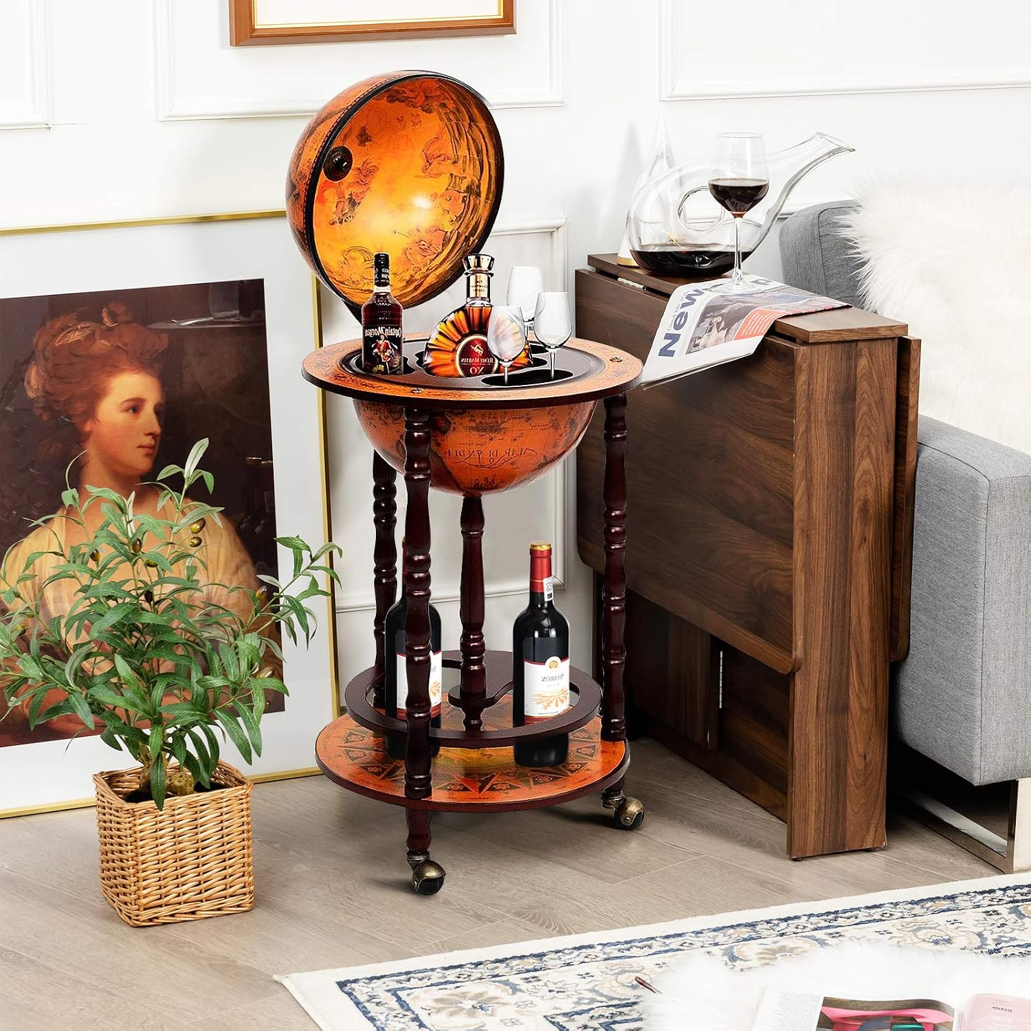 ตู้บาร์ทรงกลมพร้อมล้อเลื่อน ชั - Home Bar Shelves บทวิจารณ์และราคา