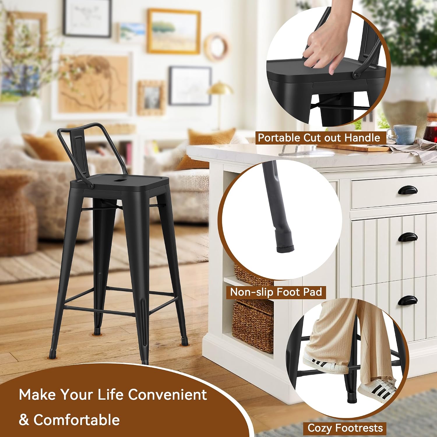 เก้าอี้บาร์โลหะสไตล์อุตสาหกรรม - Home Bar Stools บทวิจารณ์และราคา