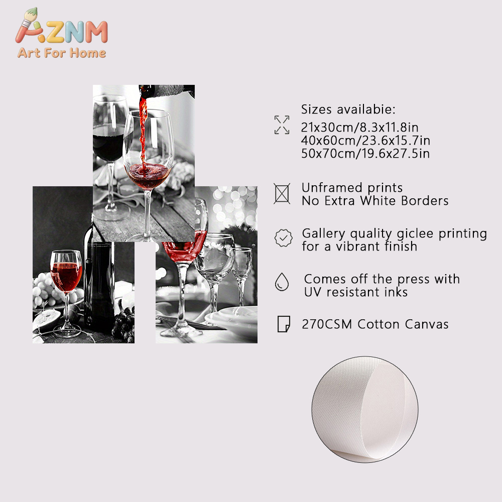 3 ชิ้นแก้วไวน์แดงสีดำสีขาวผ้าใ - Home Bar Set บทวิจารณ์และราคา